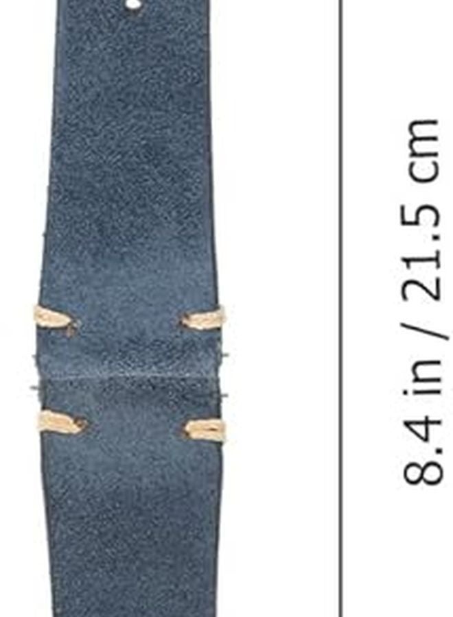 Genuine Suede Leather Watch Band 22Mm Blue Adjustable Replacement Strap For Men - Image 2